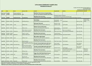 Asian Community Games 2016 Schedule